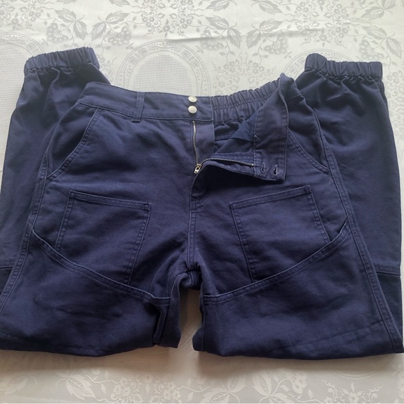 Forever 21 Navy Blue Vintage Cargo Pants Double Pocket Women’s Size L High Waist - Picture 16 of 16